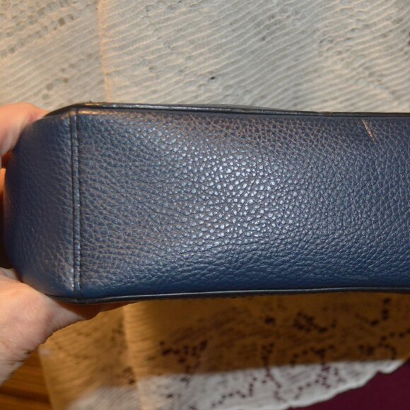 Michael Kors Blue Pebbled Leather Crossbody Bag Cooper Man Purse - Picture 10 of 15